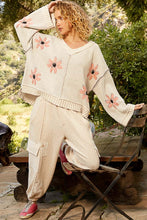 Load image into Gallery viewer, POL Berber Flower Print Chenille Sweater in Pale Almond