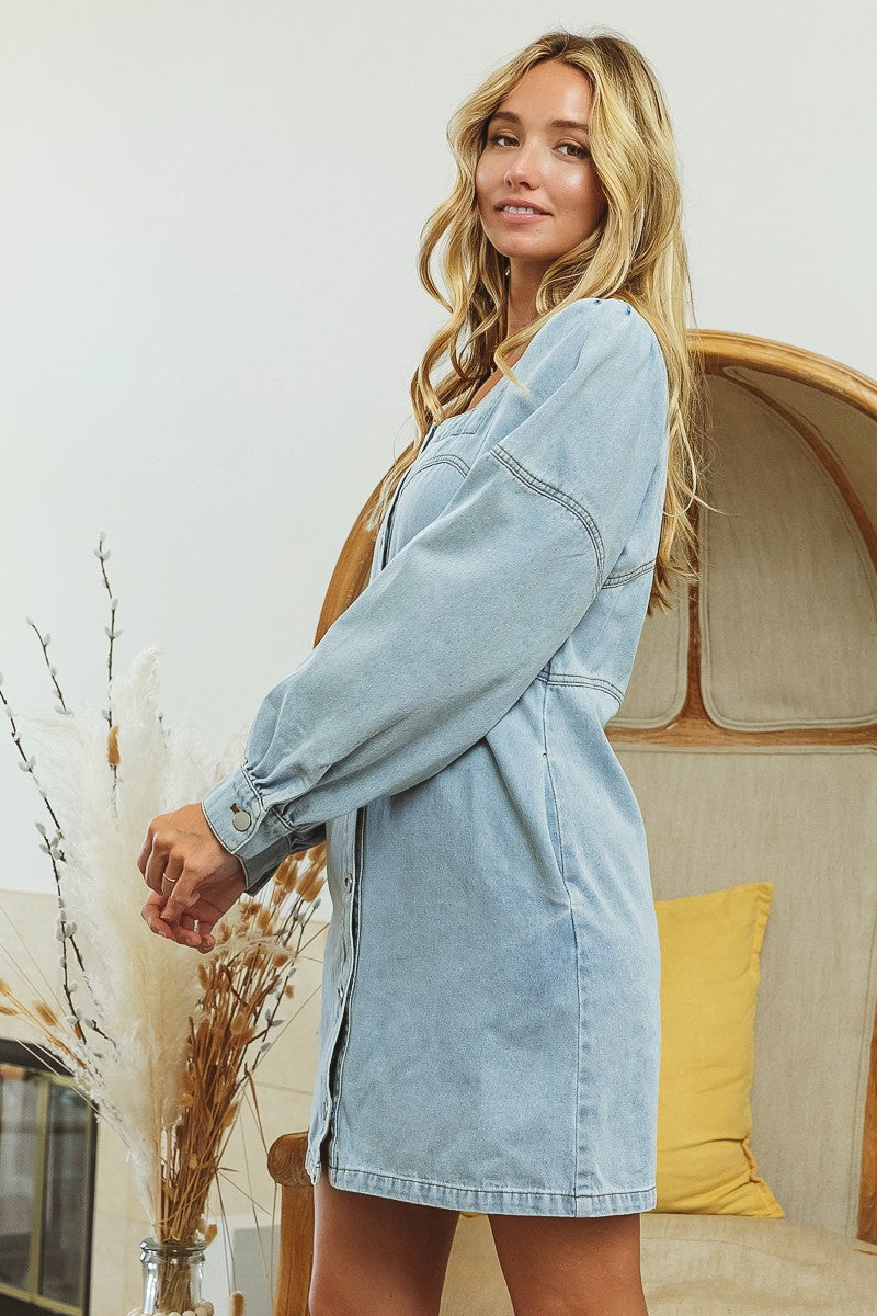 Andree By Unit Denim Dress  Denim dress, Denim mini dress