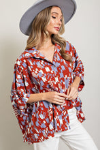 Load image into Gallery viewer, ee:some OVERSIZED Mixed Print Top in Terracotta