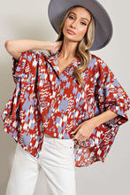 Load image into Gallery viewer, ee:some OVERSIZED Mixed Print Top in Terracotta