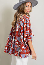 Load image into Gallery viewer, ee:some OVERSIZED Mixed Print Top in Terracotta