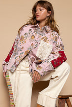 Load image into Gallery viewer, POL Floral Pattern Panel Jacquard Shacket in Pink Multi Shacket POL Clothing