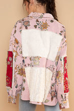 Load image into Gallery viewer, POL Floral Pattern Panel Jacquard Shacket in Pink Multi Shacket POL Clothing