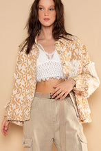 Load image into Gallery viewer, POL Floral Pattern Panel Jacquard Shacket in Latte Multi Shacket POL Clothing