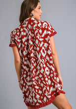 Load image into Gallery viewer, Umgee Collared Button Down High Low Hem Dress with Unfinished Frayed Hem in Wine Mix