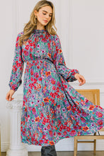 Load image into Gallery viewer, Oddi Floral Print Midi Dress in Green Multi