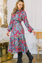 Load image into Gallery viewer, Oddi Floral Print Midi Dress in Green Multi