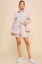 Load image into Gallery viewer, Allie Rose Solid Color Jacquard Knit Shacket in Pastel Sand Shacket Allie Rose