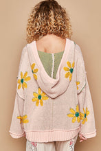 Load image into Gallery viewer, POL Hooded Chenille Sweater with Berber Flower Pattern in Pink Mojito