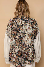 Load image into Gallery viewer, POL Button Down Floral Jacquard Shirt in Wood/Beige Shirts & Tops POL Clothing