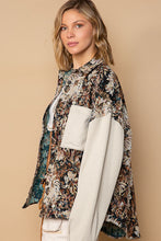 Load image into Gallery viewer, POL Button Down Floral Jacquard Shirt in Wood/Beige Shirts & Tops POL Clothing