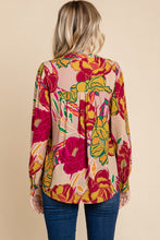 Load image into Gallery viewer, Jodifl Floral Print Open Fold Long Sleeves Top in Taupe Shirts & Tops Jodifl