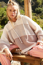 Load image into Gallery viewer, POL Color Block Chenille Hooded Sweater in Cream Beige Multi