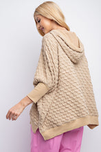 Load image into Gallery viewer, Easel Puffed Textured Hacci Knit Hoodie in Khaki Shirts & Tops Easel