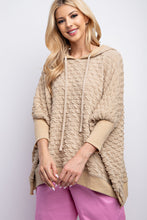 Load image into Gallery viewer, Easel Puffed Textured Hacci Knit Hoodie in Khaki Shirts & Tops Easel