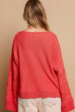 Load image into Gallery viewer, POL OVERSIZED Textured Vintage Washed Sweater in Cherry Red
