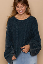 Load image into Gallery viewer, POL OVERSIZED Textured Vintage Washed Sweater in Navy