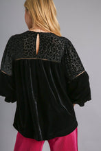 Load image into Gallery viewer, Umgee Velvet Animal Print Burnout Top in Black