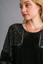 Load image into Gallery viewer, Umgee Velvet Animal Print Burnout Top in Black