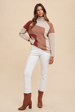 Load image into Gallery viewer, AnnieWear Multi Colored Mixed Textured Knit Sweater in Mocho Combo