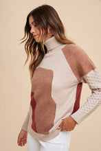 Load image into Gallery viewer, AnnieWear Multi Colored Mixed Textured Knit Sweater in Mocho Combo