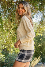 Load image into Gallery viewer, And the Why Textured Diamond Pattern Knit Sweater with Rhinestones in Cream