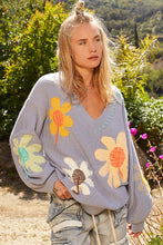 Load image into Gallery viewer, POL Floral Pattern Print Sweater in Evening Blue