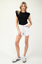 Load image into Gallery viewer, ee:some Solid Color Ribbed Bodysuit with Ruffled Sleeves in Black