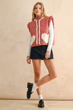 Load image into Gallery viewer, Miou Muse Gingham Vest with Sherpa Details in Red