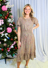 Load image into Gallery viewer, Sew in Love Floral Paisley Print Midi Dress in Sage