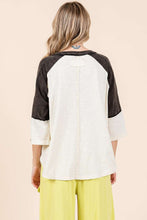 Load image into Gallery viewer, Mittoshop Color Block Top with Peace Sign Patch in Ivory/Black