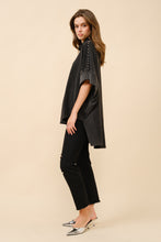 Load image into Gallery viewer, Blue B Solid Color Funnel Neck Studded Dolman Sweatshirt in Black ON ORDER
