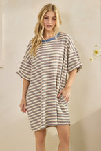 Load image into Gallery viewer, Veveret OVERSIZED Striped T-Shirt Dress in Cream