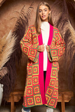 Load image into Gallery viewer, Davi & Dani Granny Square Open Front Long Cardigan in Neon Multi