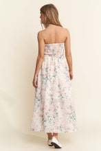Load image into Gallery viewer, J.nna Floral Print Embroidered Strapless Midi Dress in Spring Bloom