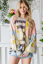 Load image into Gallery viewer, Oli & Hali Daisy Patched Mixed Fabric Top in Pink