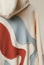 Load image into Gallery viewer, mello. Abstract Patch Hoodie With Kangaroo Pocket in Cream