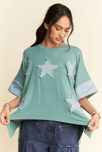 Load image into Gallery viewer, Davi & Dani Denim Star Patch Top in Blue Sage