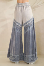 Load image into Gallery viewer, Oli & Hali Mixed Washed Wide Leg Pants with Lace Detail in Blue