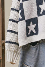 Load image into Gallery viewer, mello. USA Flag Knit Cardigan in Ivory Multi