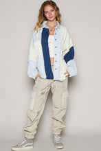 Load image into Gallery viewer, POL Houndstooth Panel Shacket in Sky Cream Multi