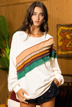 Load image into Gallery viewer, BucketList Contrasting Colors Stripe Detailed Top in Cream Shirts & Tops Bucketlist