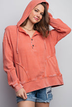 Load image into Gallery viewer, Easel Mineral Washed Cotton Gauze Hoodie in Brick Shirts & Tops Easel