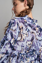 Load image into Gallery viewer, ee:some Semi-Sheer Marble Print Top in Slate Blue