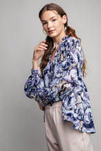 Load image into Gallery viewer, ee:some Semi-Sheer Marble Print Top in Slate Blue