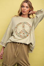 Load image into Gallery viewer, Easel Floral Peace Sign Pullover in Sage Shirts & Tops Easel
