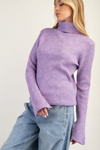 Load image into Gallery viewer, Easel Solid Color Textured Knit Sweater in Lilac Rose