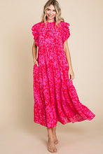 Load image into Gallery viewer, Jodifl Printed Maxi Dress with Pockets in Neon Pink Dresses Jodifl