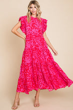 Load image into Gallery viewer, Jodifl Printed Maxi Dress with Pockets in Neon Pink Dresses Jodifl
