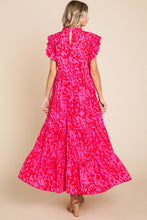 Load image into Gallery viewer, Jodifl Printed Maxi Dress with Pockets in Neon Pink Dresses Jodifl